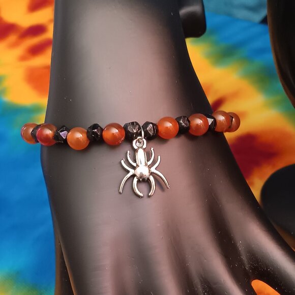 Handmade Spider Skull Carnelian Jewelry Set - Picture 6 of 8